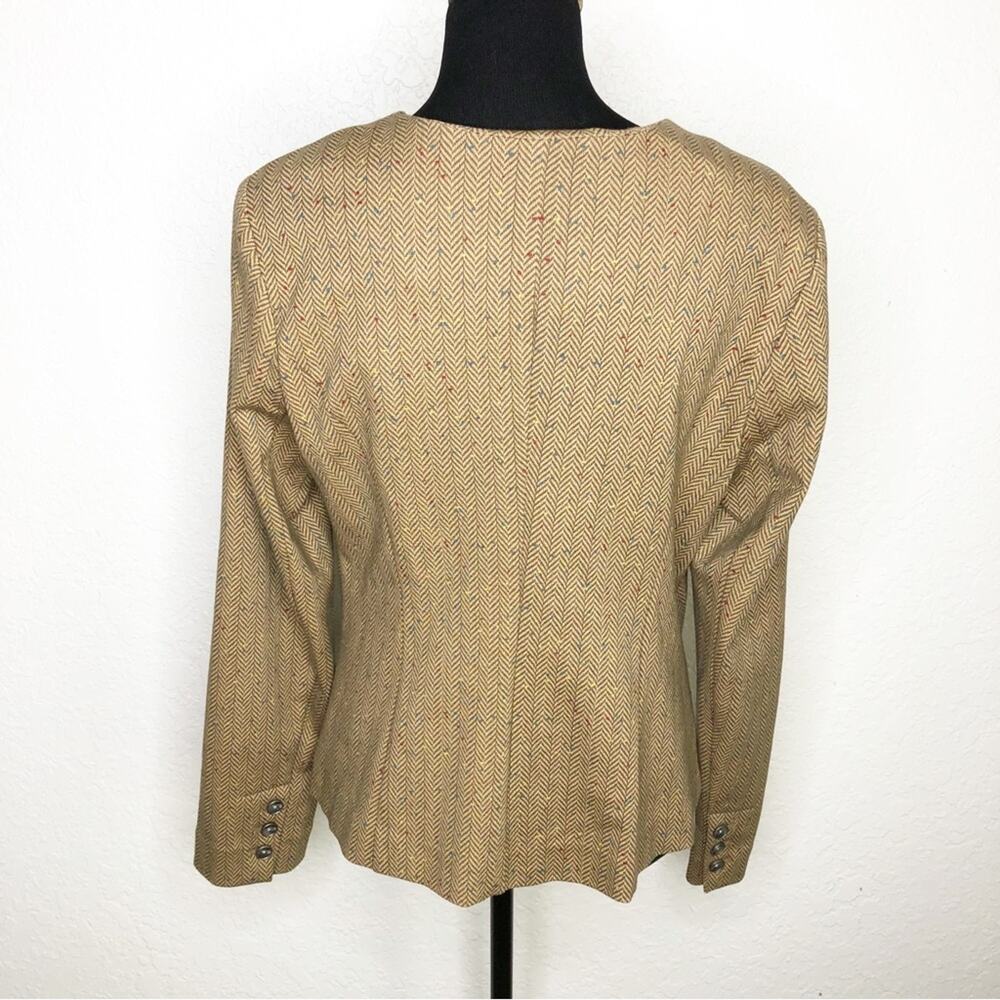Cabi Penny Herringbone Fleck brown button front blazer jacket size Large #3170 - Picture 15 of 16